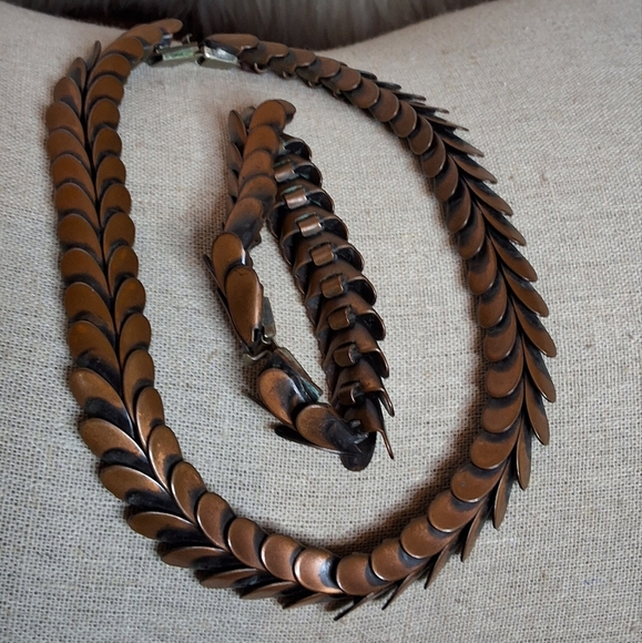 Rare Vintage Frank Rebajes Copper Necklace and Bracelet Set - Picture 1 of 15